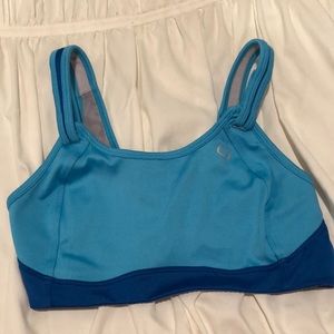 Moving comfort sports bra in teal/blue